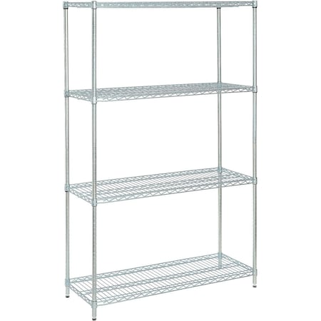 Nexel Medium Duty Wire Shelving Unit, Zinc Chromate, 48W x 18D x 74H 184874ZC